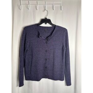 Ronson Women's Purple Heathered Knit Cardigan Sweater Size L Long Sleeve Button